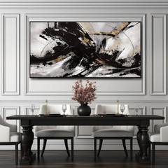 Framed Black Abstract Wall Art for Living Room & Office – 24”x48”