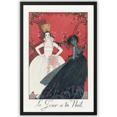 Georges Barbier Le Jour et la Nuit 1920s Art Deco Framed 11×17 Vintage Wall Art