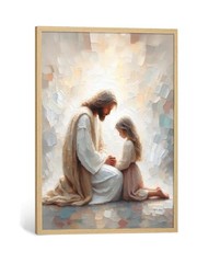 Jesus with Girl Wall Art Religious Wall Decor Christian Canvas Wall Art for L…