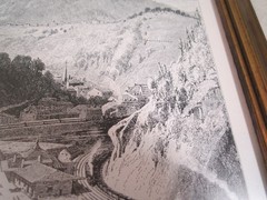 Vintage 1966 Jim Thorpe PA Black and White Framed Drawing Picture Print
