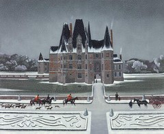 MICHEL DELACROIX Chasse a Cour SIGNED 24.5″ x 28″ Serigraph 1998 Contemporary
