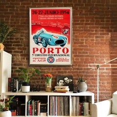 Porto Circuito Internacional – 1954 Vintage Racing Car Wall Art Poster Print