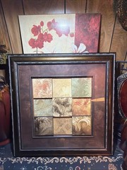 Abstract Earth Tones 9-Tile Wall Art, 22×22 Framed Decor