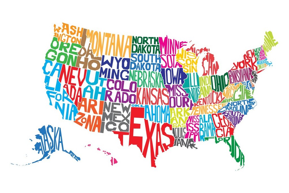 United States of America Word Map Cool Wall Decor Art Print Poster 12×18