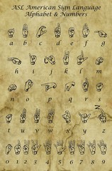 ASL Alphabet and Numbers Poster SLA Sign Language Art Print Decor Home School