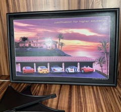 OG Print ’89 Justification For Higher Education Poster Exotic Cars, Ferrari BMW