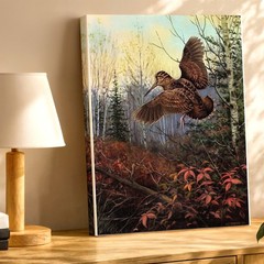 Farmhouse Canvas Woodland Bird Flying Woodcock Forest Modern Office Home Print