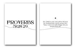 Proverbs 31:28-29, Bible Verse Quote, Set of 2 Poster Prints, Home Wall Décor