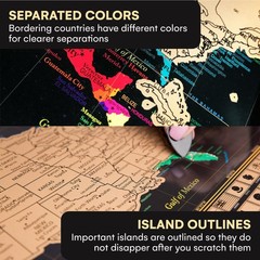 Scratch Off World Map Poster and Detailed United States Map – Deluxe Travel T…