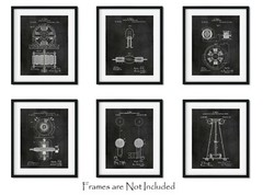 6 Nikola Tesla Physics Science Wall Art Patent Prints 8×10 – Engineering Gifts