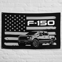 F150 Wall Banner Ford Truck American Flag Silhouette Garage Decor 3×5 ft