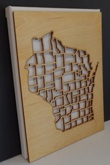 Wisconsin Map Craft Kit Natural Wood Laser Cut & Canvas 8×10 Wall Decor USA #M22