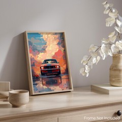Ford Mustang Poster Room Classic Car Decor Art Garage Wall 11×14 Inches Unframed
