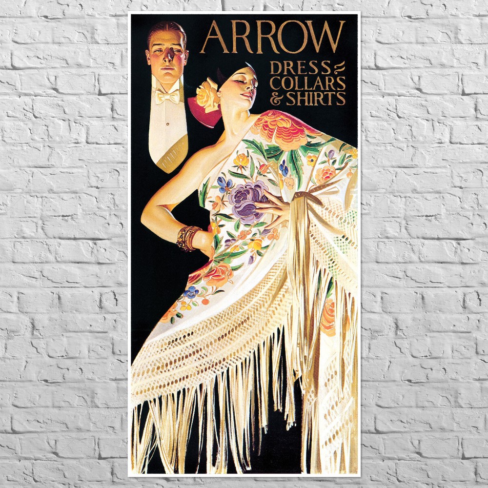 Poster Arrow Collar, 1926 | 17×34″ Big size | Old fashion adv | Lady & Gentleman