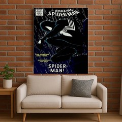 Spider-Man Wall Art, Superhero Poster, Comic Book Decor, Black Suit Spiderman