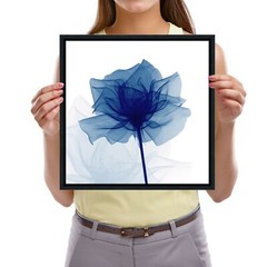 Black Framed Blue Flickering Flower Modern Abstract Paintings Canvas Prints