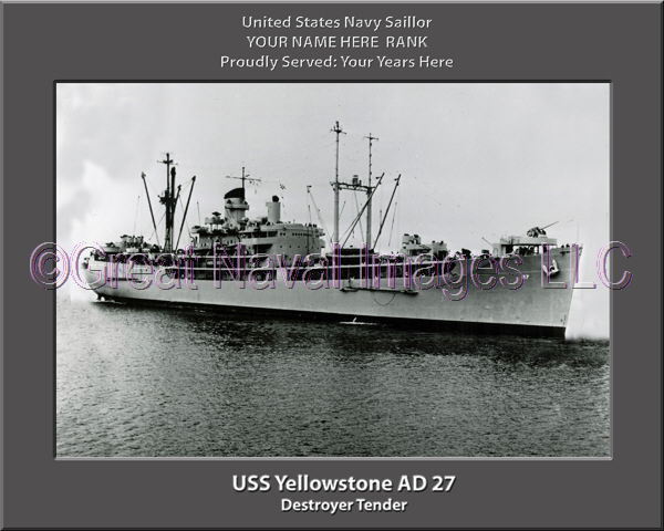 USS Yellowstone AD 27 Personalized Canvas Ship Photo Print Navy Veteran Gift