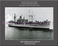 USS Yellowstone AD 27 Personalized Canvas Ship Photo Print Navy Veteran Gift