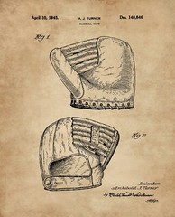 Baseball Patent Prints -Set of 6 (8×10)- Unframed Wall Art Room Decor MLB Gift