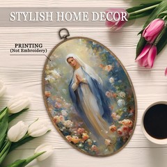 Christian Mother Mary Oval Wall Art, Catholic Mary Framed Canvas Prints Artwo…