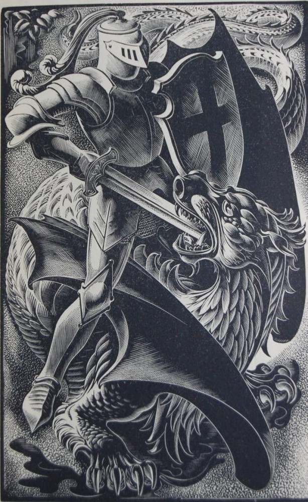 Knight and Dragon : Agnes Miller Parker : Archival Quality Art Print