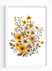 Floral Wall Art Print, Yellow Floral Wall Art Decor, Botanical Wall Art Print