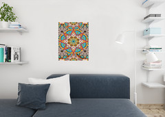 Bohemian Tapestry Pattern Bright Floral Cool Wall Decor Art Print Poster 24×36