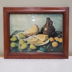 Fruit Still Life Wall Art Set of 3 Framed Farmhouse Kitchen Rustic Vintage Decor
