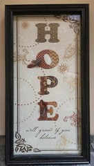 Wall Mounted Picture Framed Home Decor «Hope Will Grow if You Believe»; 15″x8″
