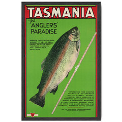 Vintage Tasmania Fishing Poster Framed 11×17 Anglers Paradise Wall Art Gift