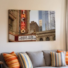 Chicago Theater Marquee Urban Cityscape Canvas Wall Art Modern Architecture
