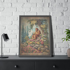 SASQUATCH FLOWERS Poster, Bigfoot Botanical Decor, Romantic Cryptid Wall Art
