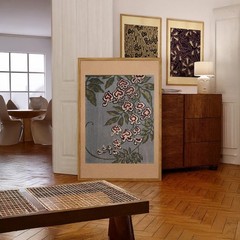 Vintage Japanese Floral Print, Antique Wisteria Botanical Wall Art