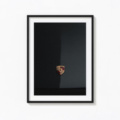 Vintage Porsche Hood Crest Badge Poster Luxury Sports Car Wall Art Decor Print