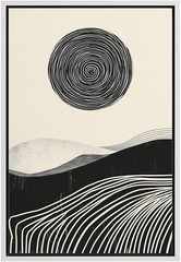 Wall26 Swirling Lines and Soft Hills Abstract Canvas Print Framed Wall Art
