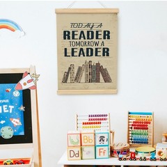 Vintage Book Reading Poster – Today a Reader Tomorrow a Leader Wall Art with …