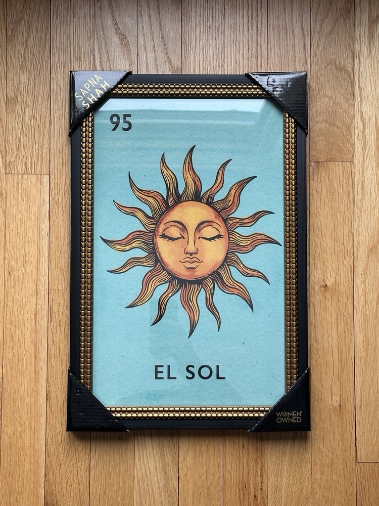 SAPNA SHAH EL SOL SUN WALL ART 12”x18” LOTERIA #95 LOTTERY PRINT MEXICAN DECOR