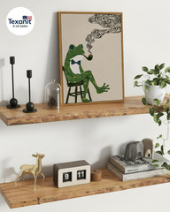 Funny Frog Canvas Wall Art, 12X16 Framed Vintage Animal Painting, Whimsical Frog