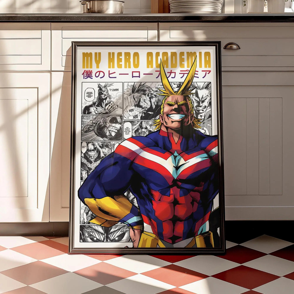All Might Poster My Hero Academia Symbol of Peace Art Print MHA Wall Decor