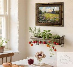 Vintage Gold Framed Landscape Rustic Wall Art Farmhouse Cottage Rural View Pictu