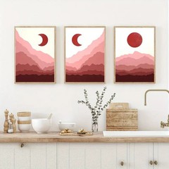 3pcs Abstract scenery of Bohemia Wall Art Poster Prints, Boho Wall Decor