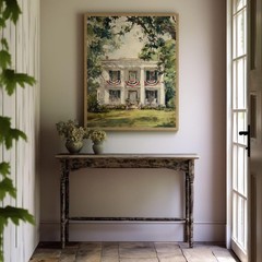 Vintage Americana Cottage Print, July 4th & Memorial Day Home Decor