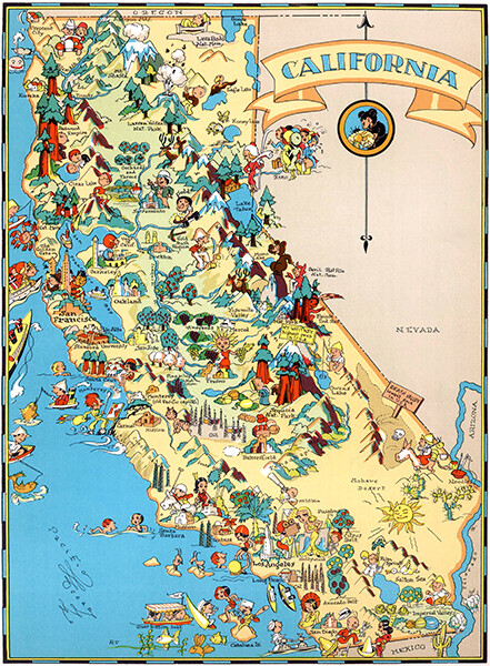 California – 1935 – Pictorial Map Poster