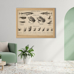 Classic Angling Flies Poster – Vintage Salmon & Trout Lures, Fishing Room Decor