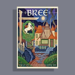 Bree Prancing Pony Travel Poster Fantasy Rings Wall Art Lord Canvas