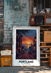 Portland Maine Vintage Style Travel Poster – Home Decor, Wall Art