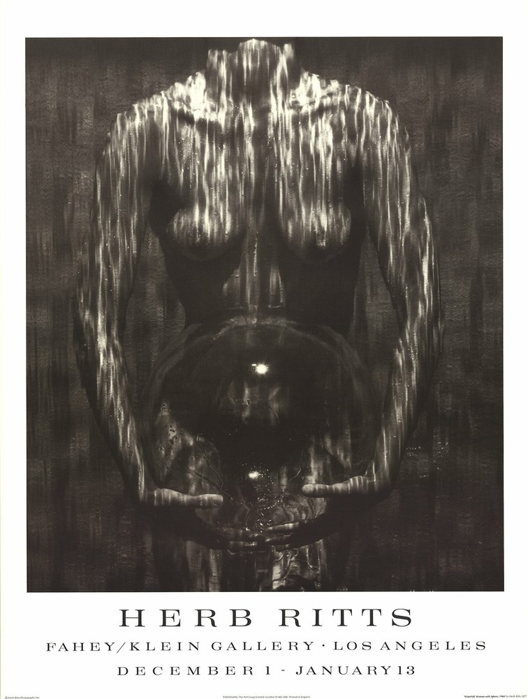 HERB RITTS Waterfall, Woman with Sphere (1984) 31.5″ x 24.75″ Poster 1995 Photog