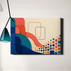 Teal coral geometric abstract color blocks Poster Print