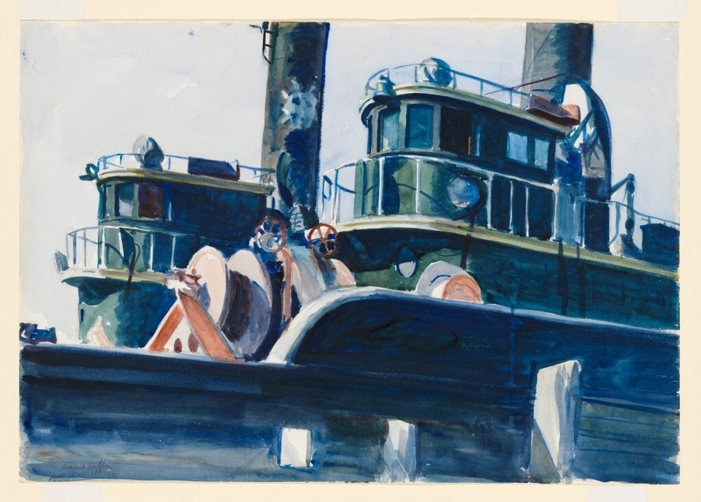 Two Trawlers Edward Hopper 1923 Art Print – American Realist Marine Decorative