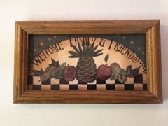 Oak Framed «Welcome Family & Friends» Print- 8″ x 4-3/4″